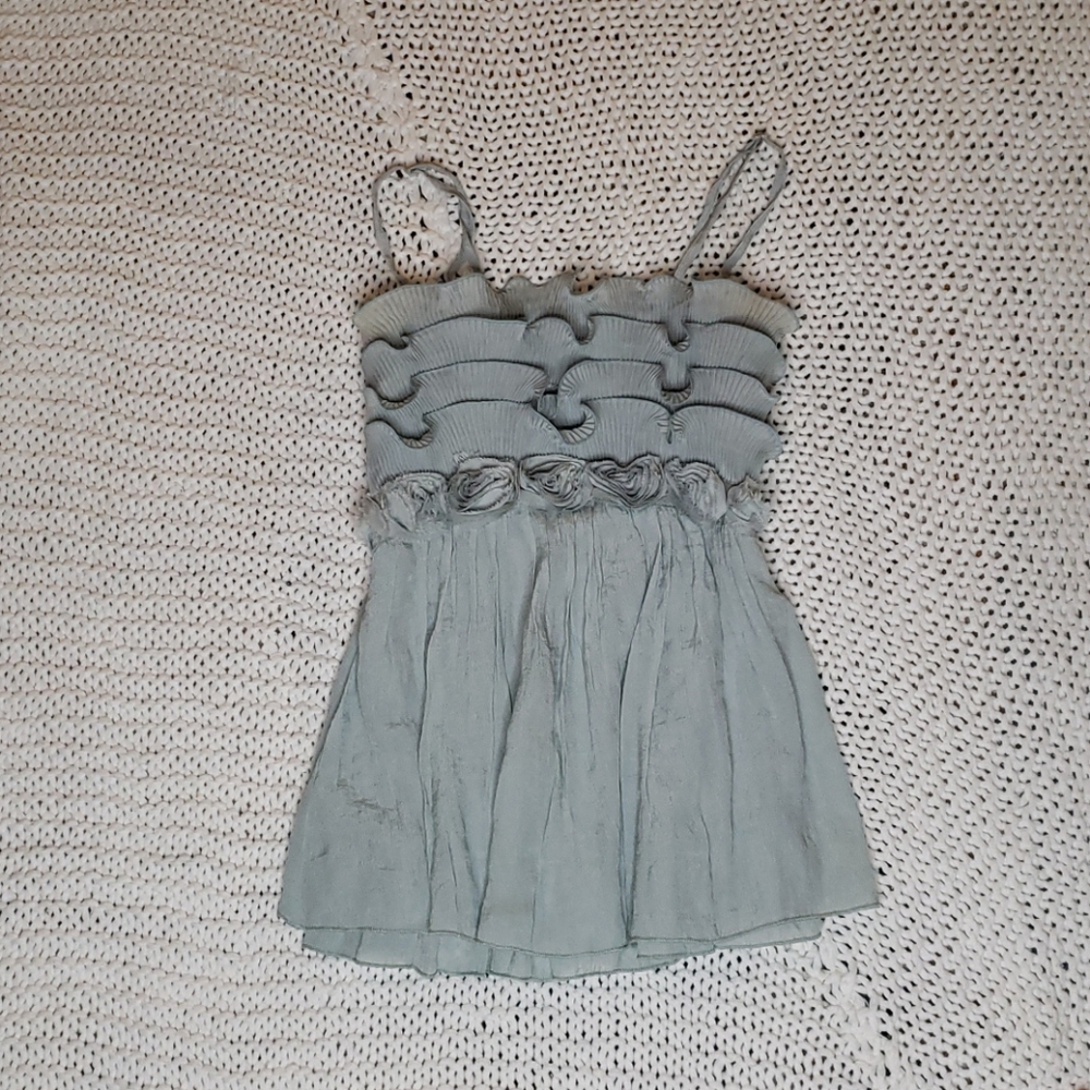 4 for $12 🧚‍♀️ Baby Blue Ruffle Rosette Tank